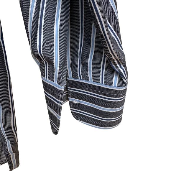Ermenegildo Zegna Blue Striped Cotton Dress Shirt XL Made in Italy - Picture 4 of 7